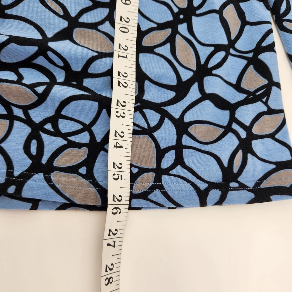 Liz Claiborne XL Top Blue Gray Black‎ Abstract Print Long Sleeve Blouse - Picture 6 of 6